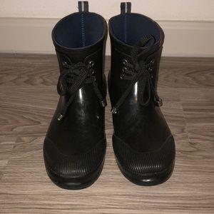 Black rain boots